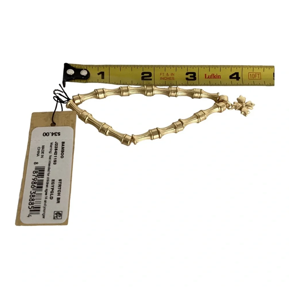 Patricia Nash Egyptian Gold Tone Bamboo Link Stretch Bracelet - Picture 10 of 10